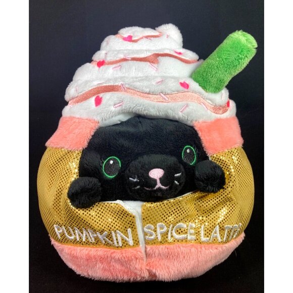 Squishable Pumkin Spice Latte Black Cat Disguise 2019 Orange Confetti Plush - Picture 1 of 10